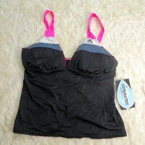 ZeroXposur Barbie/Black Tankini w/Padded Bra Sz 14